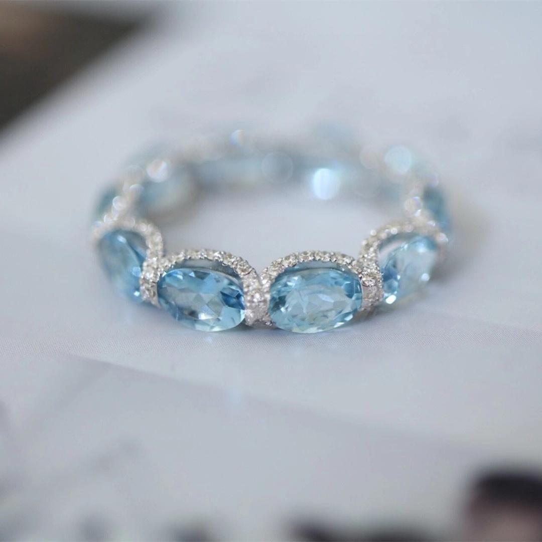 Cincin transparan dengan batu permata biru – S925 – N400128