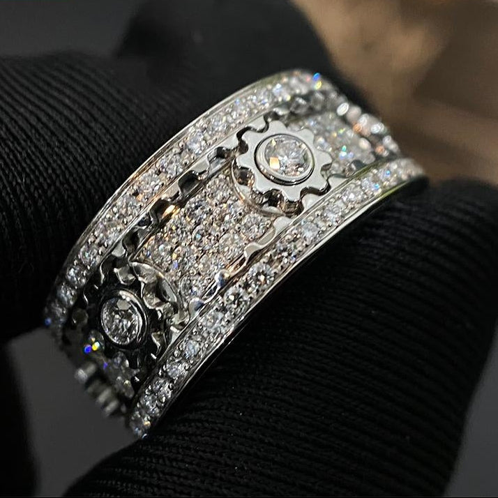 แหวนเกียร์หมุนประดับ CZ ー S925 - N0024