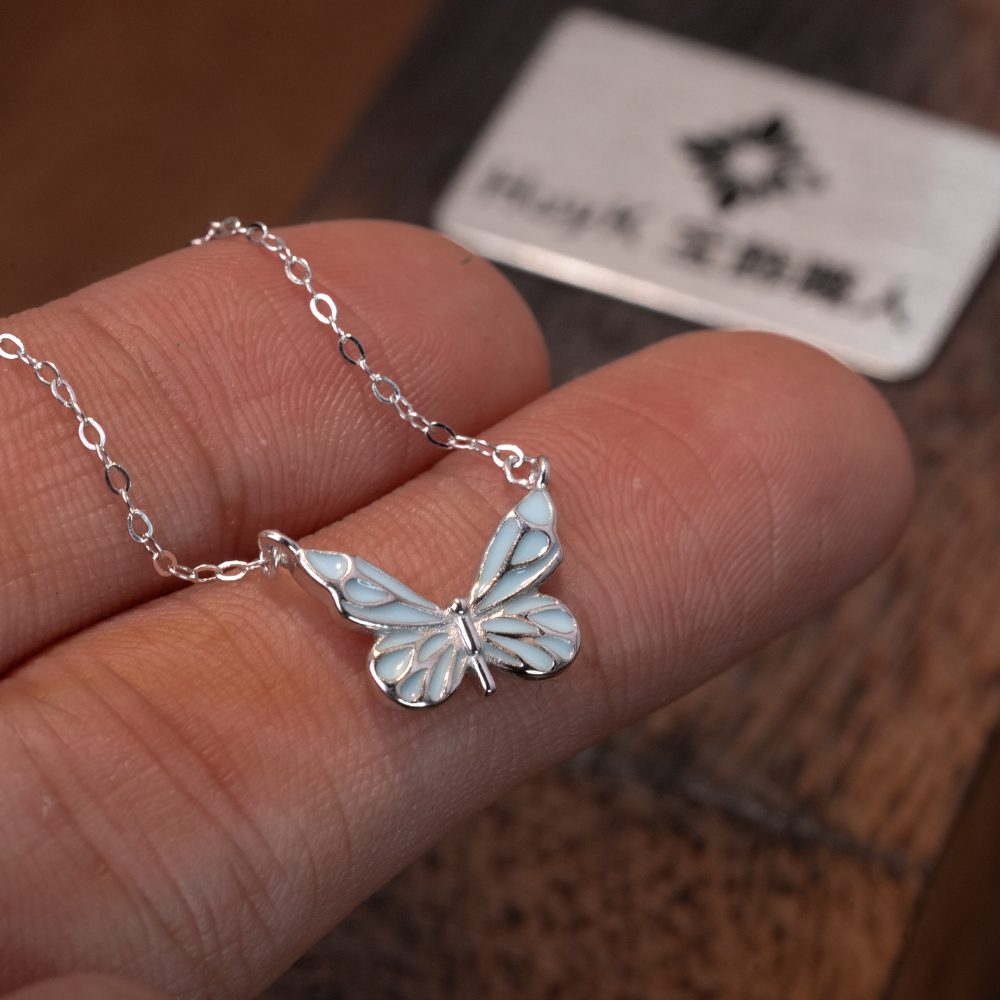 Kalung Kupu-Kupu Berkilau - S925 - D000904