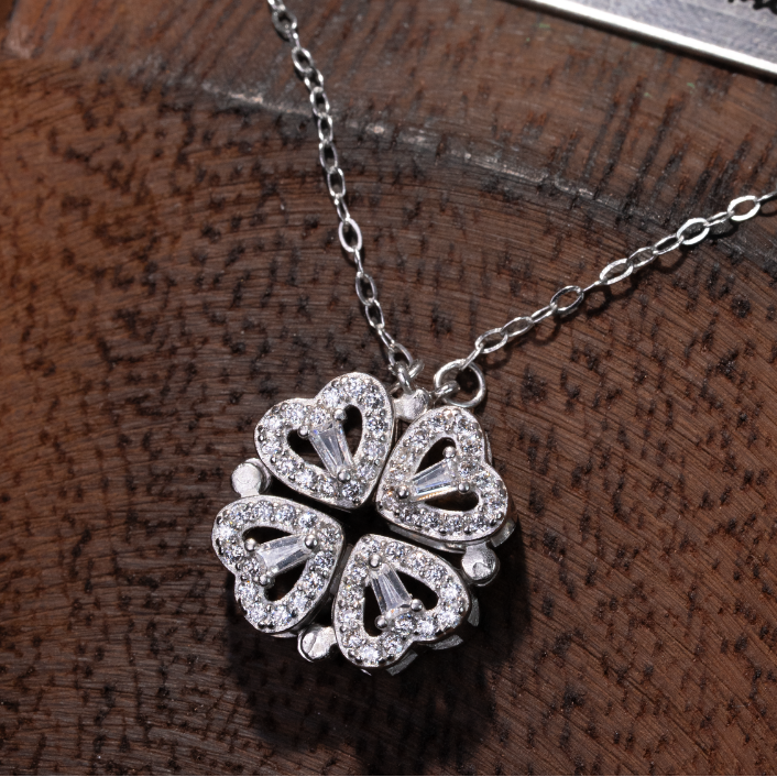 สร้อยคอ 2WAY โคลเวอร์สี่ใบ – เงิน S925 – MD64