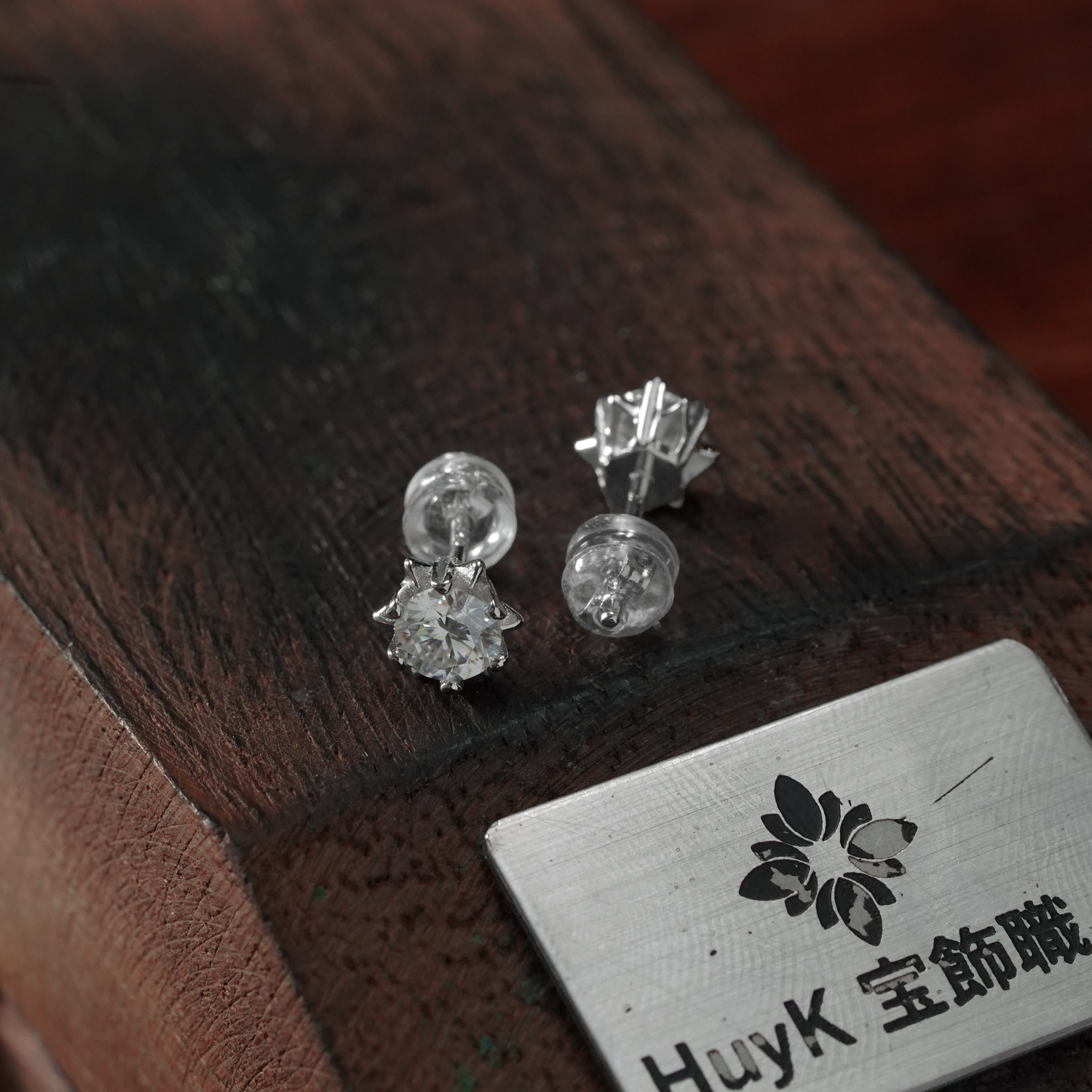 モアサナイト付きスノーフレークピアス - S925 - B001072