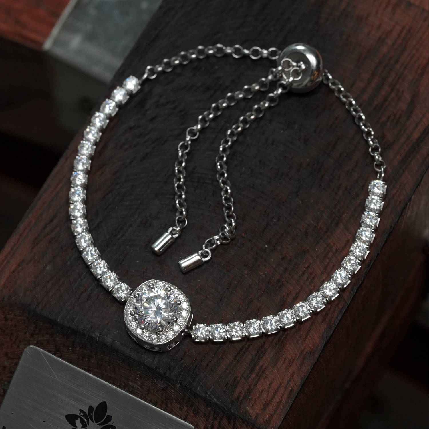 Gelang rantai serut dengan batu bulat - S925 - L400745