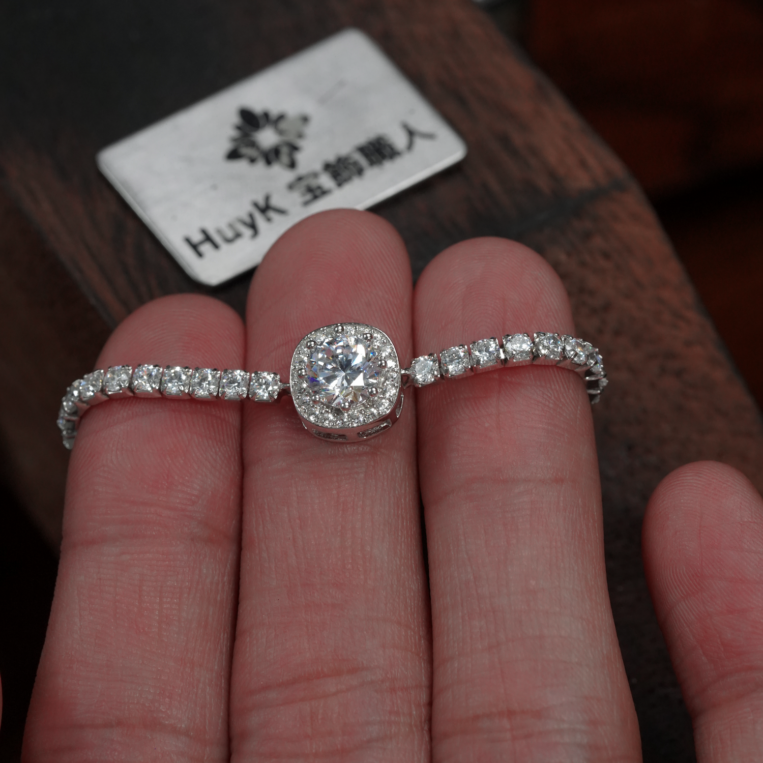 Gelang rantai serut dengan batu bulat - S925 - L400745