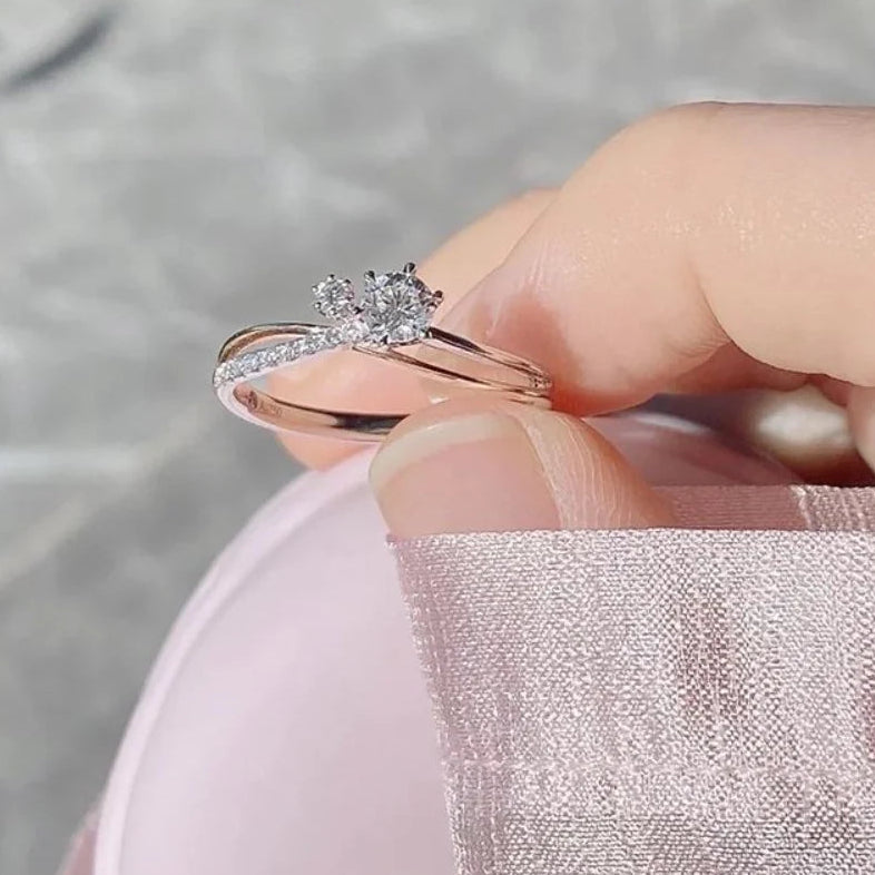 5mm 6 Prong Flower Moissanite Ring - S925 Silver - N400198