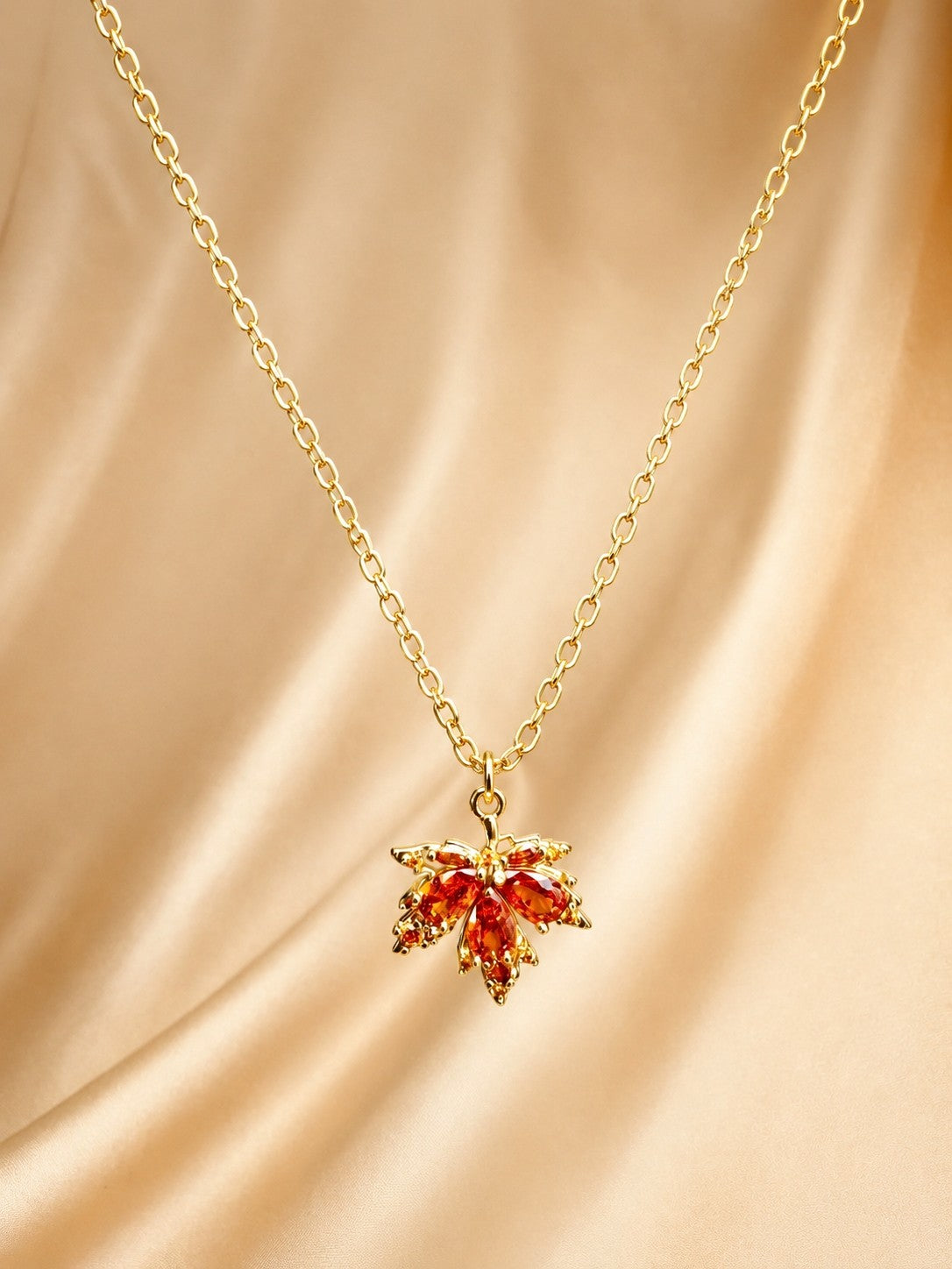 紅葉ネックレス S925シルバー・ゴールドコーティング - D0031