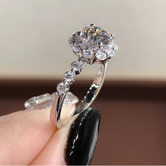 金華リング モアサナイト6mm S925 シルバー N0036